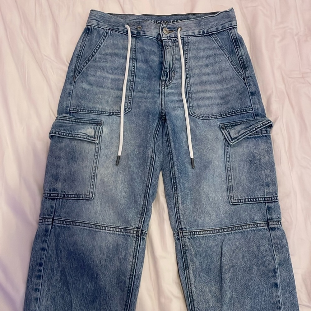American Eagle High Rise Cargo Jeans
